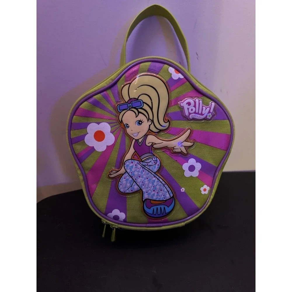 Vintage Y2K 2003 Polly Pocket Textured Graphic Zippered Carrying Case‎ Purse Bag
